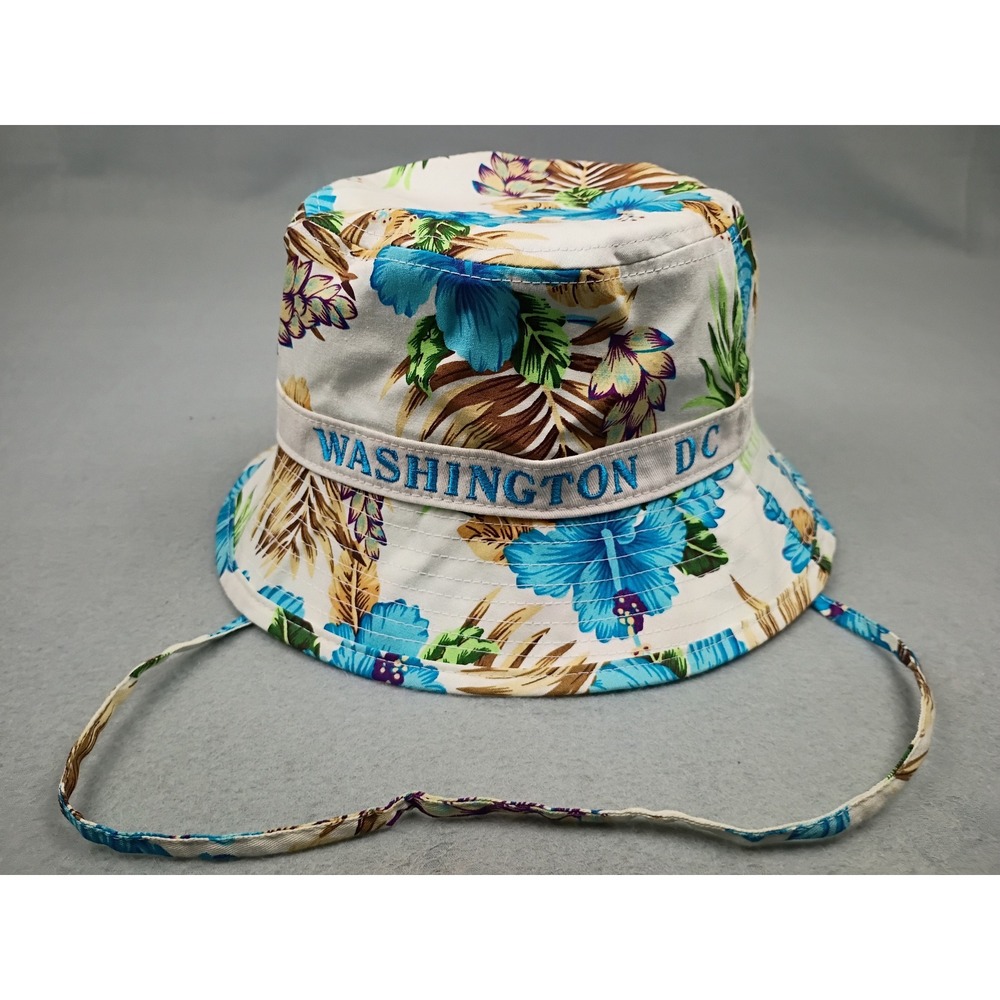 DC One Wholesale Washington DC Floral Bucket Hat Blue Hibiscus Tropical Sun Hat - Picture 2 of 6